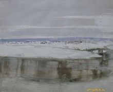 Пейзаж у реки. Акварель. 58 х 74 см.