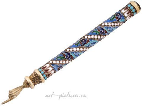 Russian silver, RUSSIAN JUDAICA SILVER ENAMEL CORAL TORAH POINTER