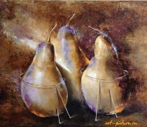 Three large pears canvas/oil