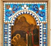 Икона святого Николая Мирликийского с серебряным позолотой