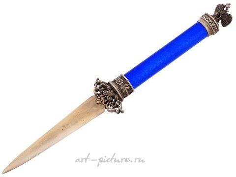 Russian silver, RUSSIAN GILT SILVER ENAMEL GEMSTONE LETTER OPENER