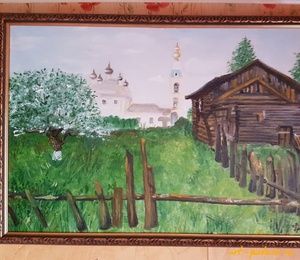 "Village" canvas, butter