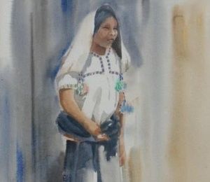 Mexican girl.Watercolor.56 x 40 cm