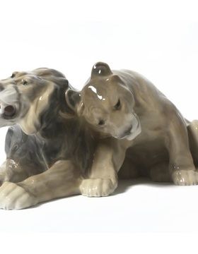 Porcelain figurine "Leo with the lioness" Bing & Grondahl