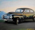 Retro car 4 oil, canvas