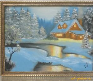 House in the forest canvas, oil