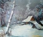 купить Зимний вечер масло,холст