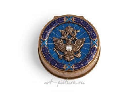 Русское серебро, ЗОЛОТИСТАЯ СЕРЕБРЯНАЯ И ЭМАЛЕВАЯ ПИЛУЛЬНИЦА, XX ВЕК