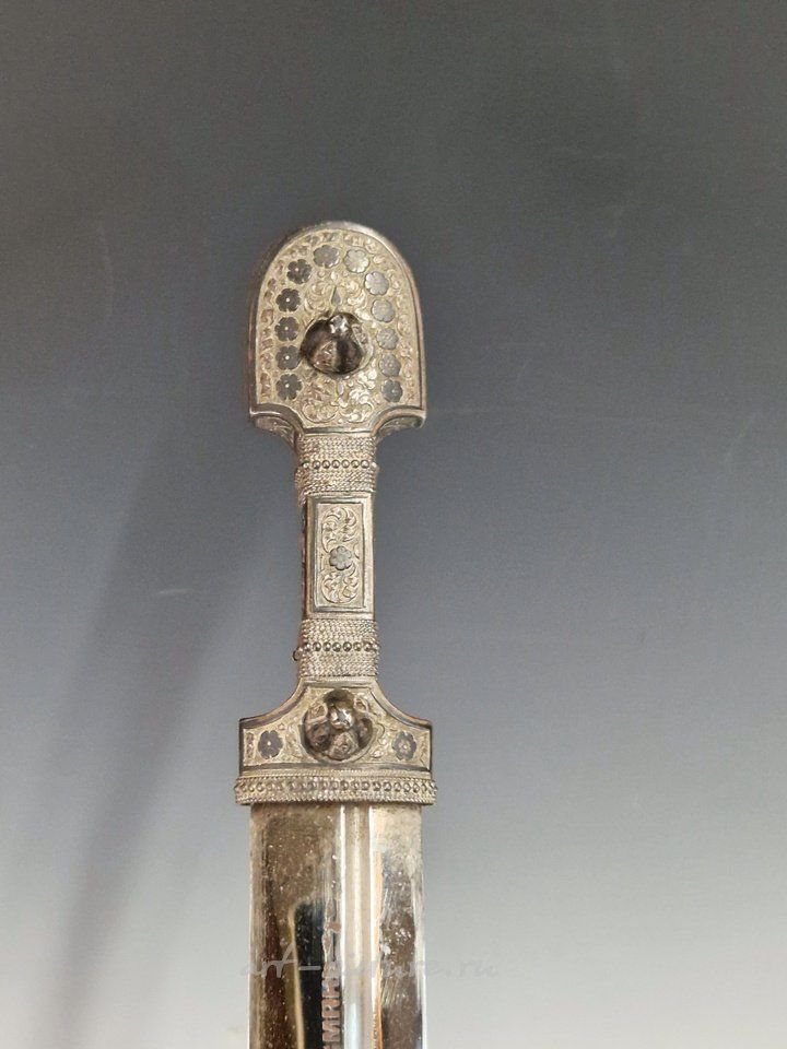 Russian silver , A 19th century Russian KINJAL DAGGER with niello decoration ...