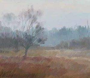 Gray day.Autumn.DVP, oil.12 x 18 cm.