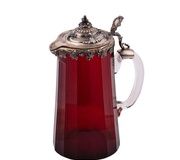 Русская серебряная чашка с позолотой и стеклянным "золотым рубином"