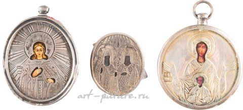 Russian silver, TWO SMALL ICONS SHOWING THE IVERSKAYA MOTHER OF GOD AND CHRIST...