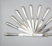 Russian service with 11 large silver knives