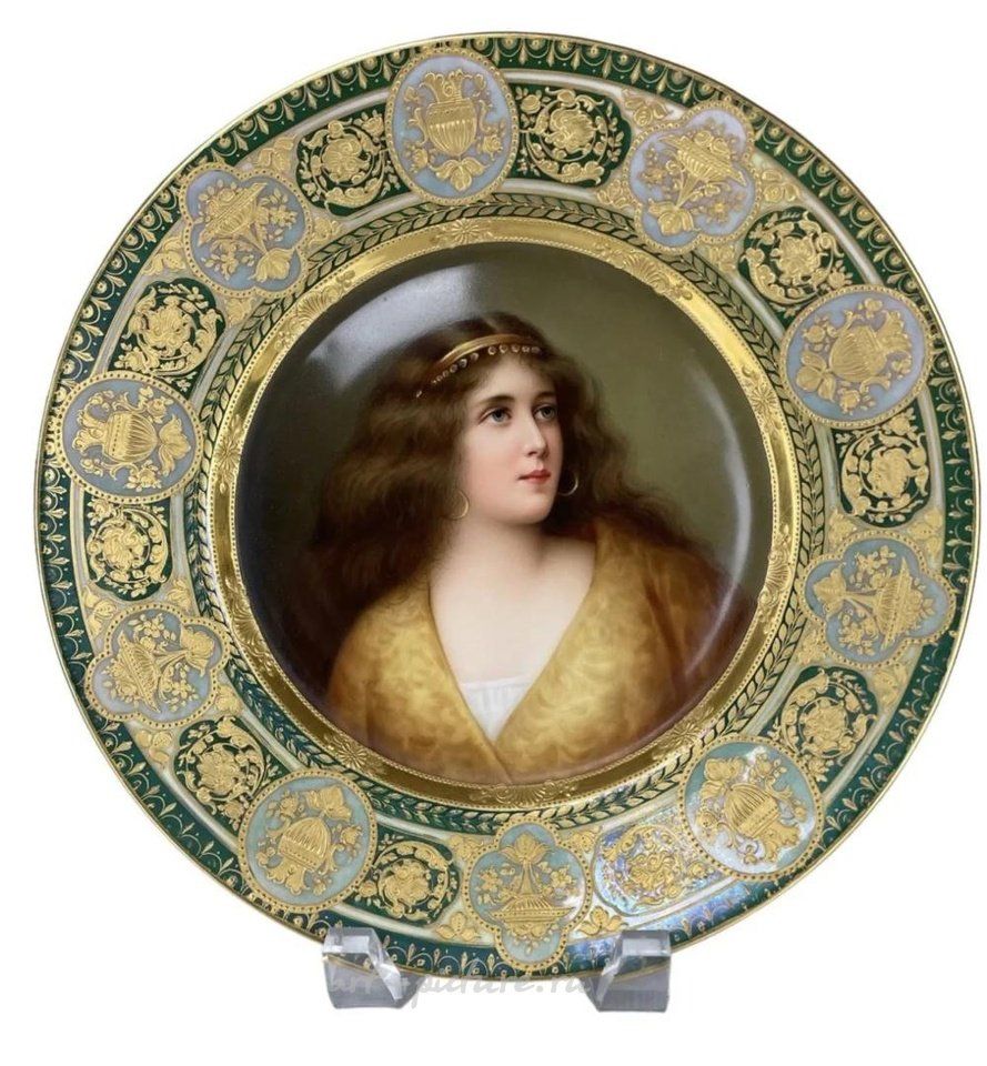 Royal Vienna Porcelain , ROYAL VIENNA PORTRAIT PLATE SIGNED WAGNER