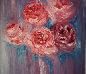 Impressionist roses oil, canvas