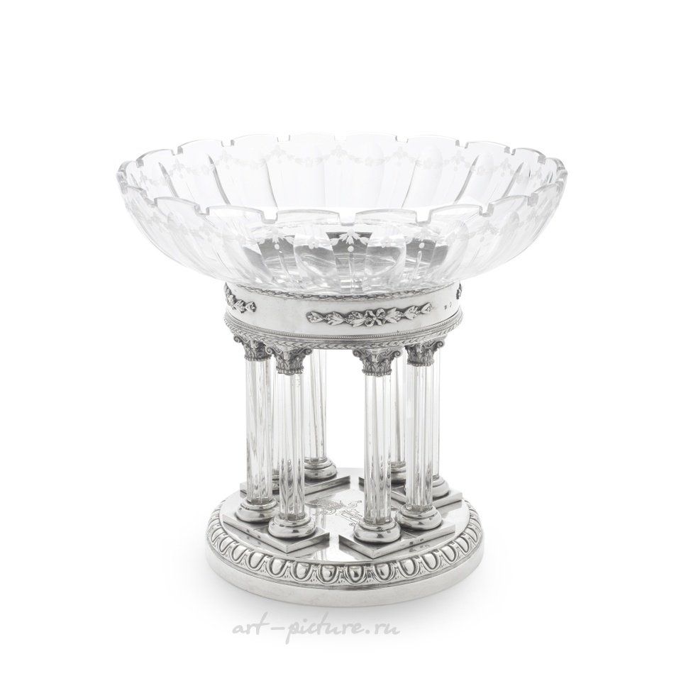 Royal Vienna Porcelain , A Victorian silver and glass butter dish on stand Henry Wilk...