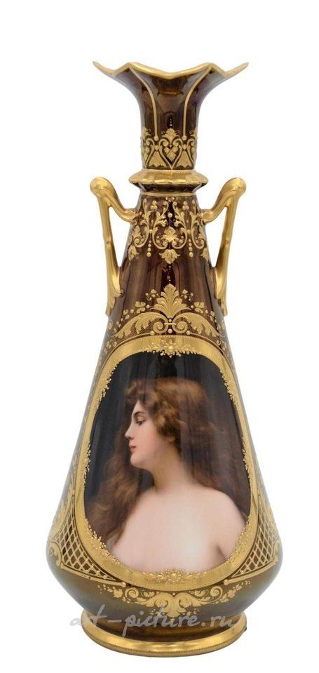 Royal Vienna Porcelain , Royal Vienna Covered Portrait Urn, having two handles along ...