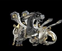 Коллекция серебряных чайных ложек с подставкой Конёк-Горбунок