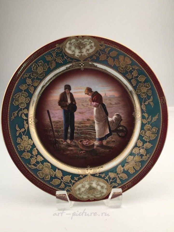 Royal Vienna Porcelain , Royal Vienna cabinet plate of a scene of a man and woman pra...