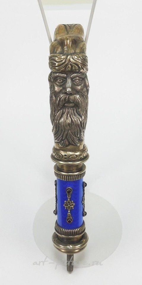 Русское серебро , Серебряная ручная печать Фаберже с гильошированной эмалью.