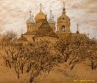 Ново-Спасский монастырь. Москва. Бумага, уголь, пастель.