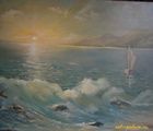 купить Морской пейзаж. Закат. холст масло