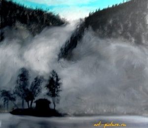Fog in the mountains oil canvas DVP