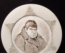 Декоративная тарелка серия: "Знакомые всё лица"... Гоголевские типы Боклевского на декоративном фарфоре фабрики Гарднера