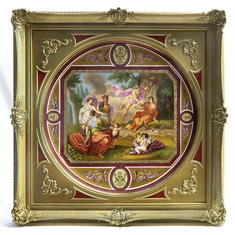 Royal Vienna Porcelain , A Monumental Framed Royal Vienna Charger, 19th C.