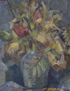 buy Dry flowers. Masonite, oil. 42 x 36 cm.
