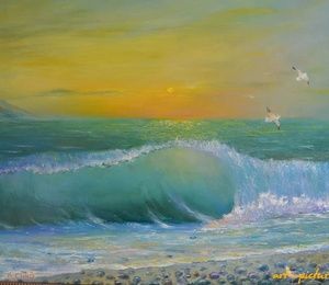 Evening wave canvas oil
