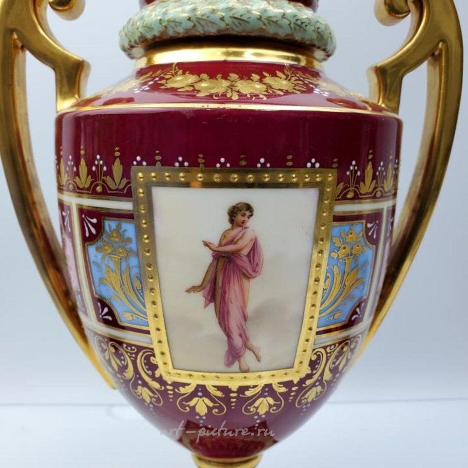 Royal Vienna Porcelain , Antique Large French Porcelain Covered Urn