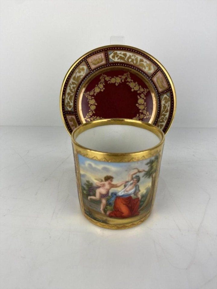 Royal Vienna Porcelain , 19TH C. ROYAL VIENNA CUP AND SAUCER