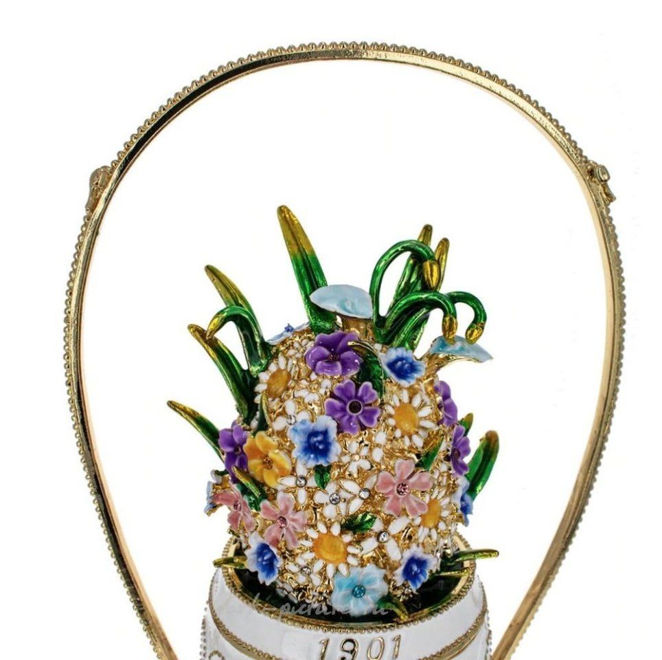 Russian silver , 1901 BASKET OF FLOWERS ROYAL IMPERIAL INSPIRED EGG