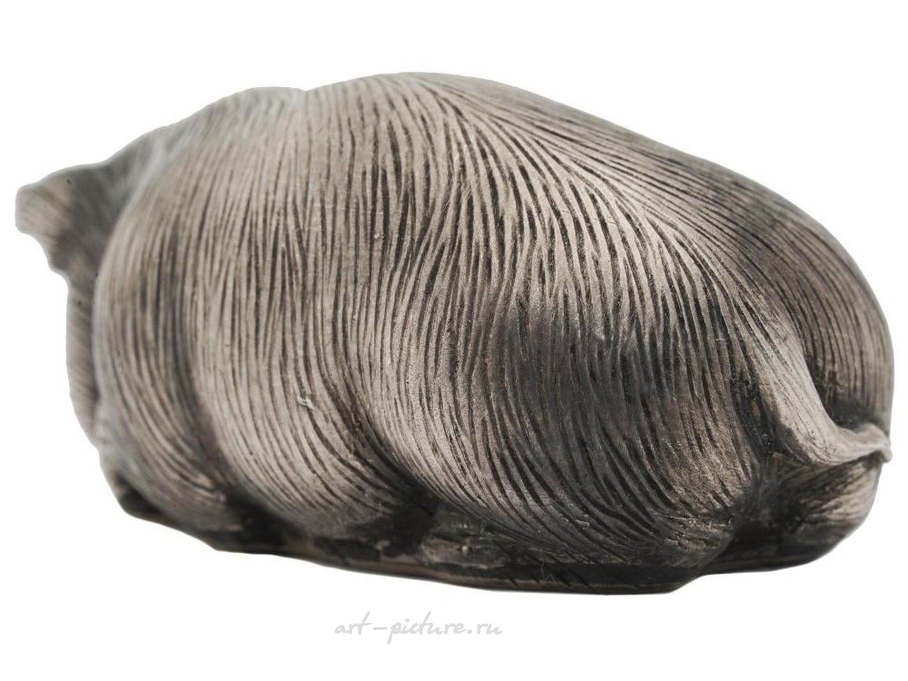 Russian silver , RUSSIAN SILVER FIGURE OF A PIG WITH RUBY EYES
