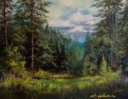Forest glade oil, canvas