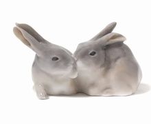 Фарфоровая фигура "Пара кроликов". Royal Copenhagen, 1923-1928 гг.