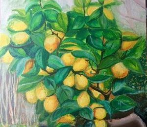 Lemon tree oil, canvas on organ