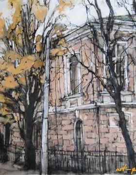 buy "Moscow Streets. The First Cold" watercolor, ink, white gouache, paper