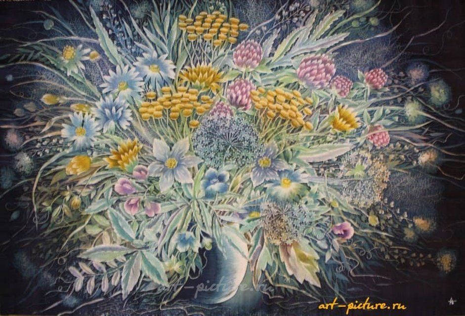 Полевые цветы Шелк-холодный батик