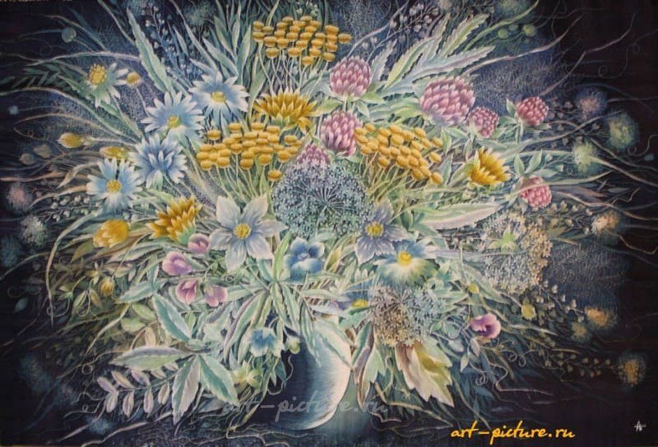 Полевые цветы Шелк-холодный батик 