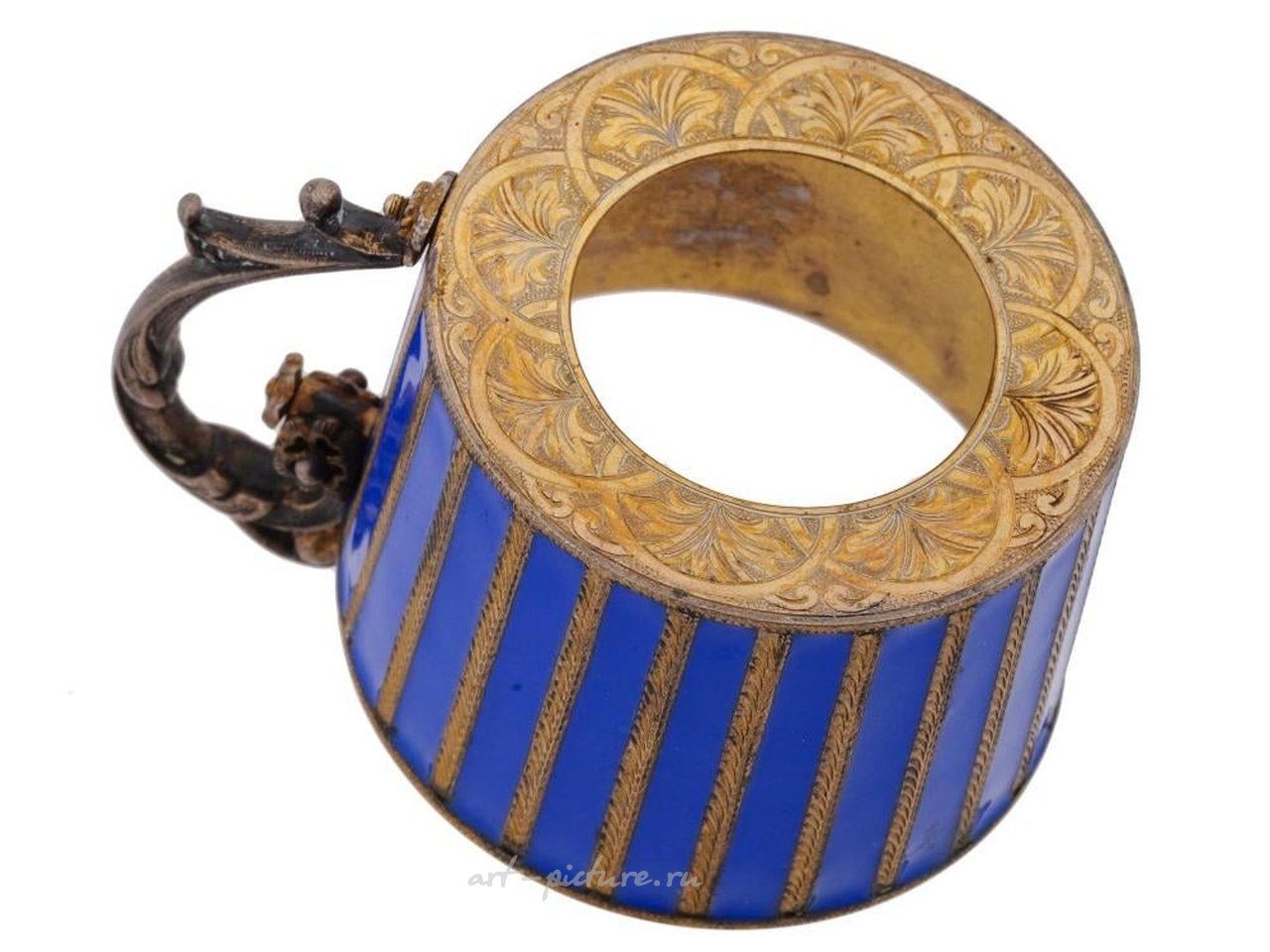Русское серебро , Русская серебряная чашка для чая с эмалью