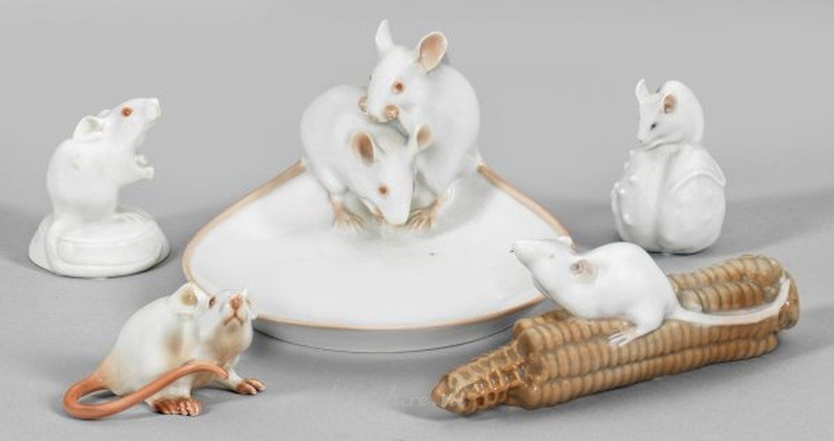 Мыши и миска из коллекции фарфора