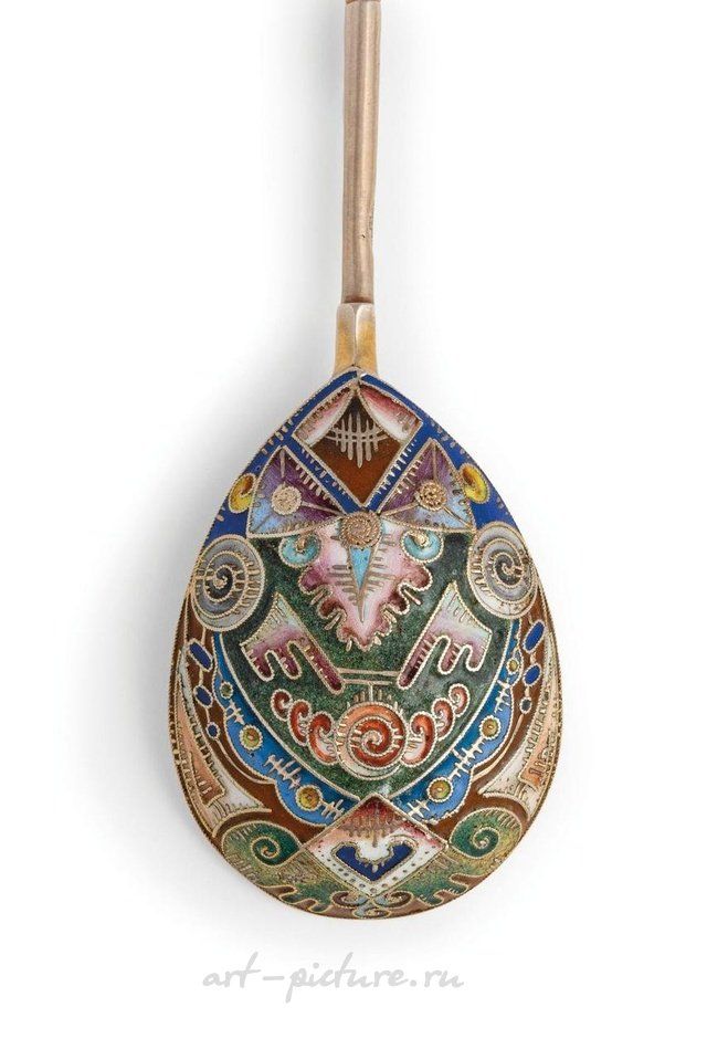 Russian silver , SPOON IN GILDED SILVER AND ENAMELS, MOSCOW, 1908-1917, GOLDSMITH...