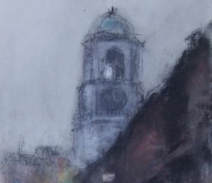 Close Tower in Vyborg Pastel, paper