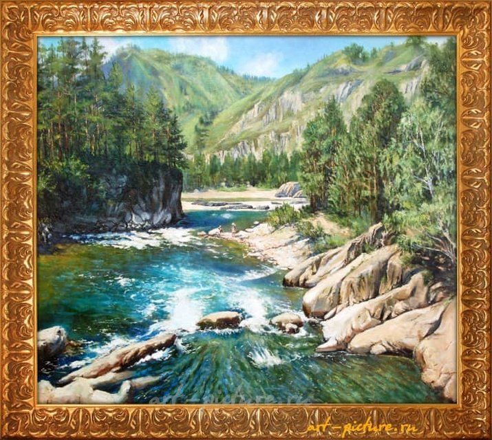 Горный поток. Алтай масло, холст