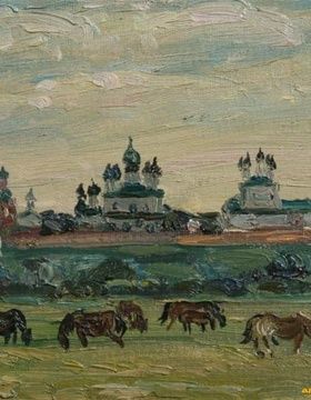 купить Монастырь. Картон, масло. 28 х 21 см.