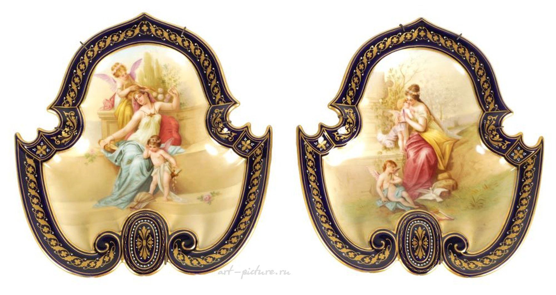 Royal Vienna Porcelain , DECORATIVE PAIR OF LATE 19TH CENTURY VIENNA STYLE HANGING WA...