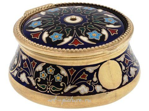 Russian silver, RUSSIAN GILT SILVER CLOISONNE ENAMEL LIDDED BOX