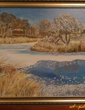 купить Февраль-март масло, холст на картоне 